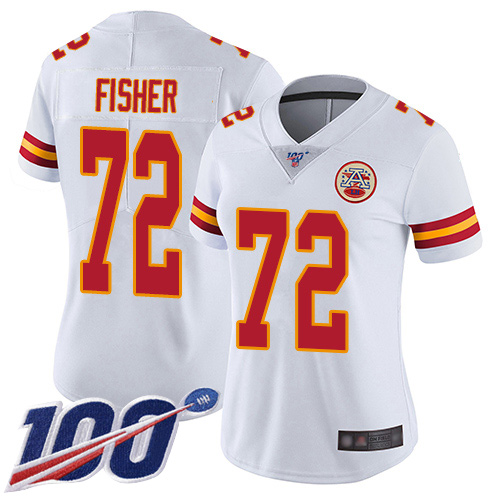 Women Kansas City Chiefs 72 Fisher Eric White Vapor Untouchable Limited Player 100th Season Football Nike NFL Jersey